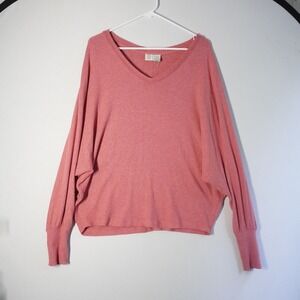 Saturday Sunday Anthropologie V Neck Dolman Sleeve Knit Top Sweater Salmon Small